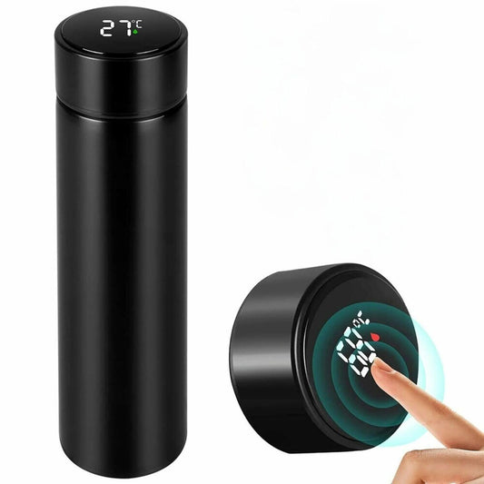 Smart LED Temperature Display Water Bottle | Double Wall Vacuum Insulated Stainless Steel bottle - 500ml (Black)