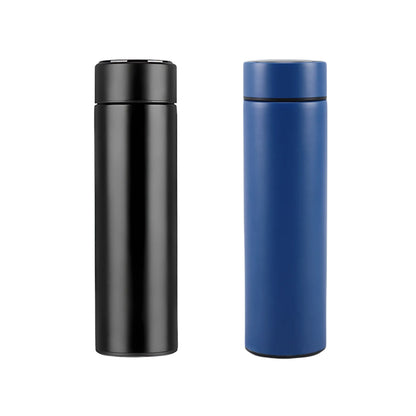 Smart LED Temperature Display Water Bottle | Double Wall Vacuum Insulated Stainless Steel Bottles - Combo of 2 (Black/Blue)
