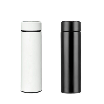 Smart LED Temperature Display Water Bottle | Double Wall Vacuum Insulated Stainless Steel Flask - Combo of 2 (White/Black)